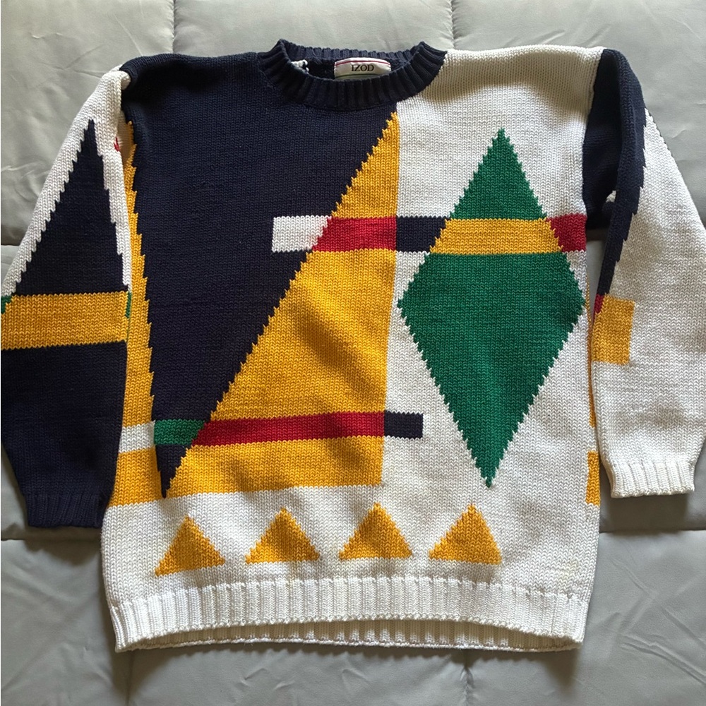 Izod Multicolor Geometric Crewneck Sweater
